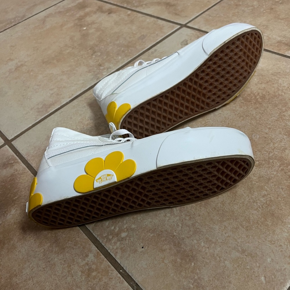 Vans White And Yellow Floral Sneakers